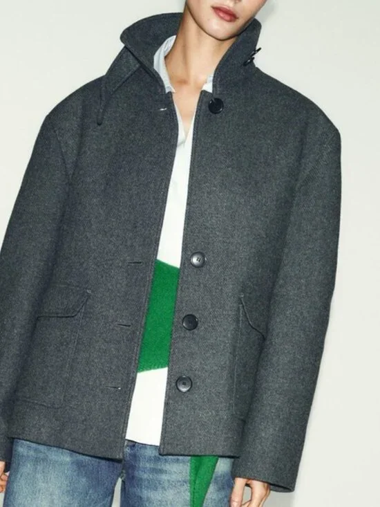 NWT ZARA WOOL BLEND COAT WITH HIGH NECK 2070 - Picture 6 of 8